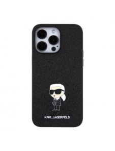 Karl Lagerfeld Fixed Glitter Metal Ikonik Fodral för iPhone 15 Pro Max Svart