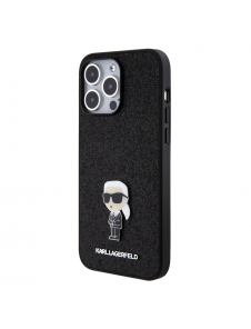 Karl Lagerfeld Fixed Glitter Metal Ikonik Fodral för iPhone 15 Pro Max Svart
