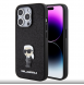 Karl Lagerfeld Fixed Glitter Metal Ikonik Fodral för iPhone 15 Pro Svart