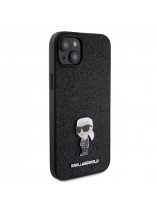 Karl Lagerfeld Fixed Glitter Metal Ikonik Fodral för iPhone 15 Plus Svart