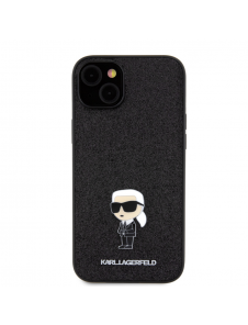 Karl Lagerfeld Fixed Glitter Metal Ikonik Fodral för iPhone 15 Plus Svart