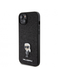 Karl Lagerfeld Fixed Glitter Metal Ikonik Fodral för iPhone 15 Plus Svart
