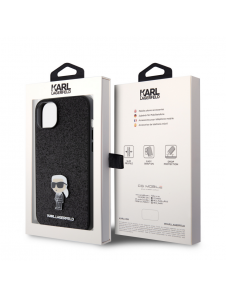 Karl Lagerfeld Fixed Glitter Metal Ikonik Fodral för iPhone 15 Plus Svart