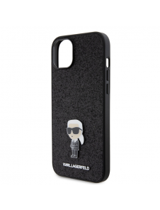 Karl Lagerfeld Fixed Glitter Metal Ikonik Fodral för iPhone 15 Plus Svart