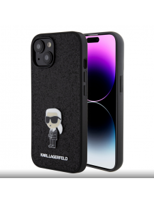 Karl Lagerfeld Fixed Glitter Metal Ikonik Fodral för iPhone 15 Svart