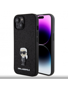 Karl Lagerfeld Fixed Glitter Metal Ikonik Fodral för iPhone 15 Svart