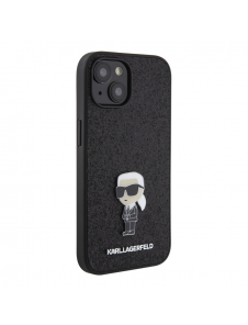 Karl Lagerfeld Fixed Glitter Metal Ikonik Fodral för iPhone 15 Svart