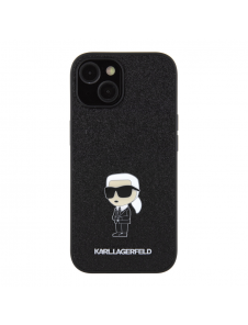 Karl Lagerfeld Fixed Glitter Metal Ikonik Fodral för iPhone 15 Svart