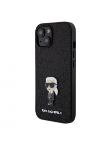 Karl Lagerfeld Fixed Glitter Metal Ikonik Fodral för iPhone 15 Svart
