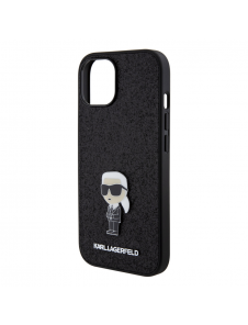 Karl Lagerfeld Fixed Glitter Metal Ikonik Fodral för iPhone 15 Svart
