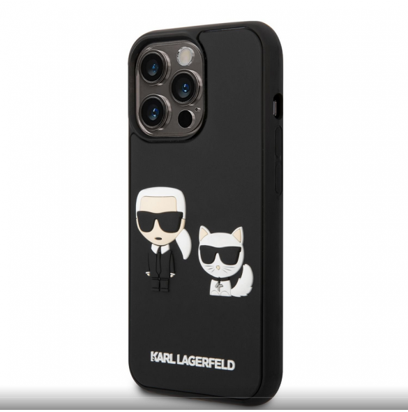 Karl Lagerfeld och Choupette 3D-fodral till iPhone 14 Pro Max Svart