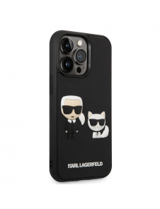 Karl Lagerfeld och Choupette 3D-fodral för iPhone 14 Pro Svart