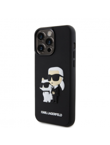 Karl Lagerfeld 3D-gummi Karl och Choupette-fodral till iPhone 15 Pro Max Svart