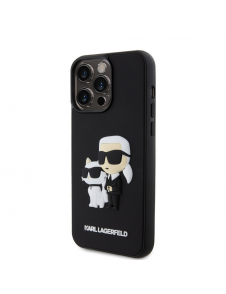 Karl Lagerfeld 3D-gummi Karl och Choupette-fodral till iPhone 15 Pro Max Svart