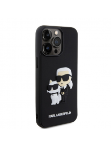 Karl Lagerfeld 3D-gummi Karl och Choupette-fodral till iPhone 15 Pro Max Svart