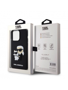 Karl Lagerfeld 3D-gummi Karl och Choupette-fodral till iPhone 15 Pro Max Svart