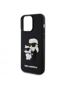 Karl Lagerfeld 3D-gummi Karl och Choupette-fodral till iPhone 15 Pro Max Svart