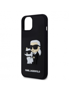 Karl Lagerfeld 3D-gummi Karl och Choupette-fodral till iPhone 15 Plus Svart