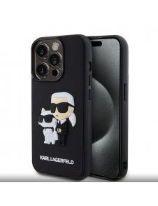Karl Lagerfeld 3D-gummi Karl och Choupette-fodral till iPhone 14 Pro Svart