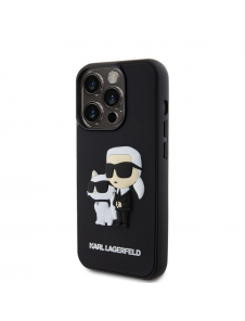 Karl Lagerfeld 3D-gummi Karl och Choupette-fodral till iPhone 14 Pro Svart