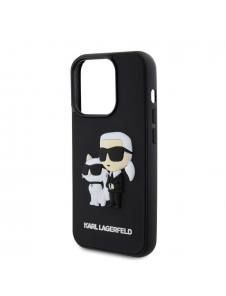 Karl Lagerfeld 3D-gummi Karl och Choupette-fodral till iPhone 14 Pro Svart