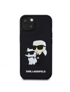 Karl Lagerfeld 3D Gummi Karl och Choupette Fodral till iPhone 14 Svart