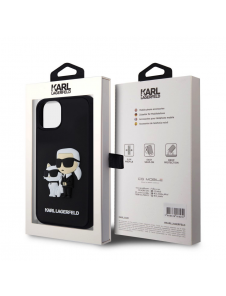 Karl Lagerfeld 3D Gummi Karl och Choupette Fodral till iPhone 14 Svart