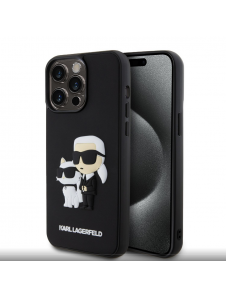 Karl Lagerfeld 3D-gummi Karl och Choupette-fodral till iPhone 13 Pro Max Svart