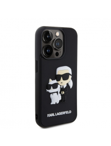 Karl Lagerfeld 3D-gummi Karl och Choupette-fodral till iPhone 13 Pro Svart