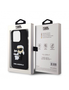 Karl Lagerfeld 3D-gummi Karl och Choupette-fodral till iPhone 13 Pro Svart