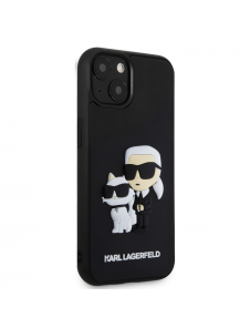 Karl Lagerfeld 3D Gummi Karl och Choupette Fodral till iPhone 13 Svart