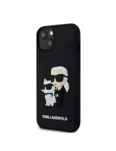 Karl Lagerfeld 3D Gummi Karl och Choupette Fodral till iPhone 13 Svart
