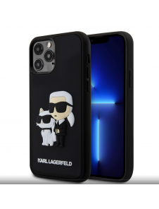 Karl Lagerfeld 3D Gummi Karl och Choupette Fodral för iPhone 12/12 Pro Svart