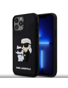 Karl Lagerfeld 3D Gummi Karl och Choupette Fodral för iPhone 12/12 Pro Svart
