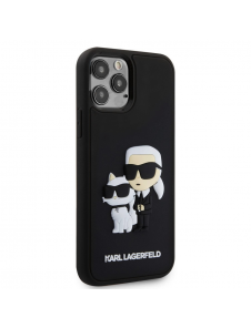 Karl Lagerfeld 3D Gummi Karl och Choupette Fodral för iPhone 12/12 Pro Svart