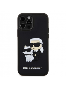Karl Lagerfeld 3D Gummi Karl och Choupette Fodral för iPhone 12/12 Pro Svart