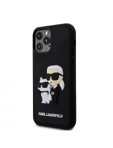 Karl Lagerfeld 3D Gummi Karl och Choupette Fodral för iPhone 12/12 Pro Svart