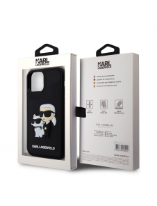 Karl Lagerfeld 3D Gummi Karl och Choupette Fodral för iPhone 12/12 Pro Svart