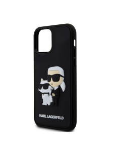 Karl Lagerfeld 3D Gummi Karl och Choupette Fodral för iPhone 12/12 Pro Svart
