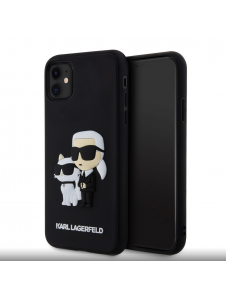 Karl Lagerfeld 3D-gummi Karl och Choupette-fodral till iPhone 11 Svart