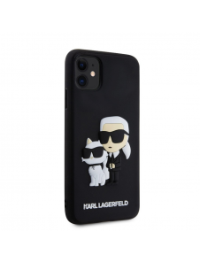 Karl Lagerfeld 3D-gummi Karl och Choupette-fodral till iPhone 11 Svart