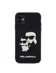 Karl Lagerfeld 3D-gummi Karl och Choupette-fodral till iPhone 11 Svart