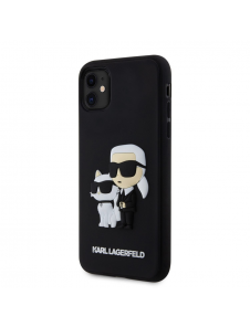 Karl Lagerfeld 3D-gummi Karl och Choupette-fodral till iPhone 11 Svart