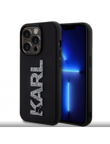 Karl Lagerfeld 3D Gummi Glitter Logo Karl Fodral till iPhone 15 Pro Max Svart