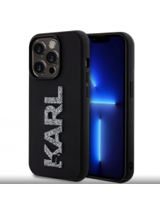 Karl Lagerfeld 3D Gummi Glitter Logo Karl Fodral till iPhone 15 Pro Max Svart