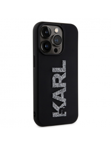 Karl Lagerfeld 3D Gummi Glitter Logo Karl Fodral till iPhone 15 Pro Max Svart