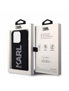 Karl Lagerfeld 3D Gummi Glitter Logo Karl Fodral till iPhone 15 Pro Max Svart