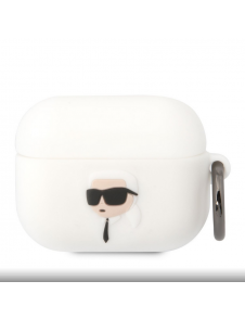 Karl Lagerfeld 3D-logotyp NFT Karl Head Silikonfodral för AirPods Pro White