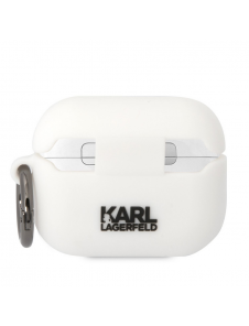 Karl Lagerfeld 3D-logotyp NFT Karl Head Silikonfodral för AirPods Pro White