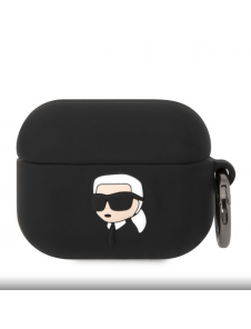 Karl Lagerfeld 3D-logotyp NFT Karl Head Silikonfodral för AirPods Pro Black